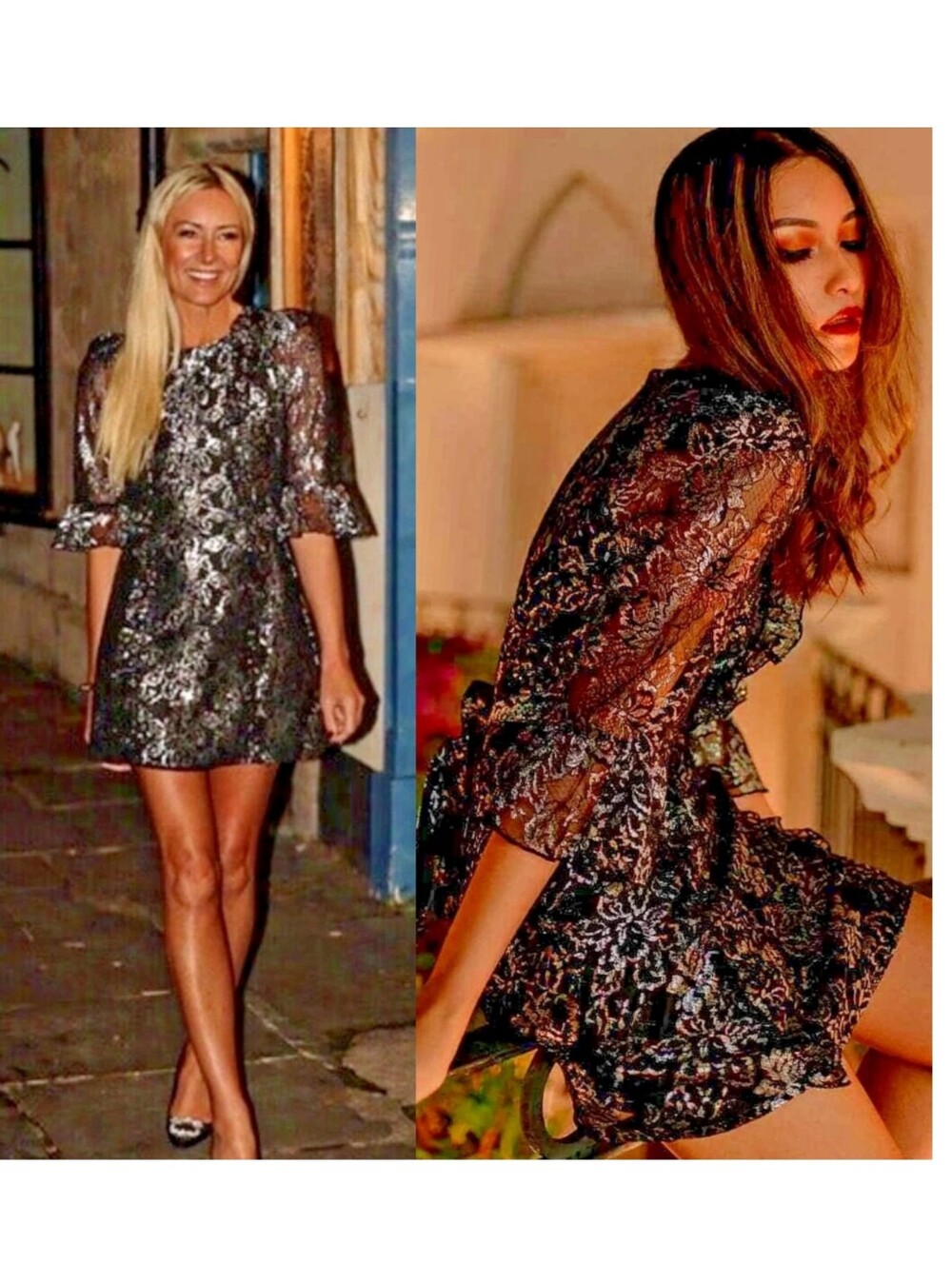 The Vampire's Wife x H&M Lace Mini Dress Black Silver XL